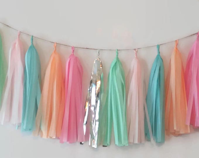 Unicorn tassel garland,rainbow tassel garland,pastel fringe,birthday tassel,baby shower garland,nursery garland,unicorn party,unicorn