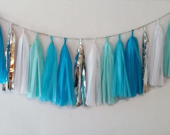 Blue tassel garland,turquoise tassel garland,light blue garland,baby boy tassel,baby shower garland,Birthday garland,boy party,baby boy,blue