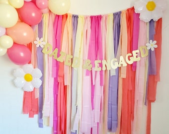 Fringe backdrop,streamer backdrop,dazed and engaged,Bachelorette party backdrop,Bachelorette,Bachelorette party ideas,retro party,bach bash