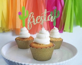 Fiesta cupcake topper,fiesta,fiesta decorations,final fiesta decorations,final fiesta bachelorette,Mexico Bachelorette party decoration
