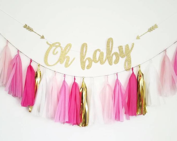 Oh baby banner,oh baby decorations,oh baby garland,baby shower garland,baby shower decorations,tassel garland,custom banner,baby shower,baby