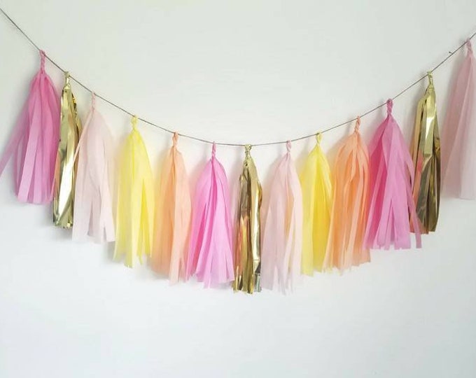 Tassel Garland,pink tassel garland,yellow tassel garland, pink lemonad garland.birthday garland,nursery garland,party decoration,baby shower