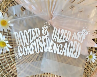 Dazed and Engaged Drink Pouch,Boozed and confused drink pouches,Adult drink pouch, retro bachelorette party favors,Bachelorette drink pouch