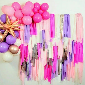 Pink and purple backdrop,Fringe Backdrop,bachelorette party decoration,Pink fringe,bachelorette party ideas, party backdrop,party decor
