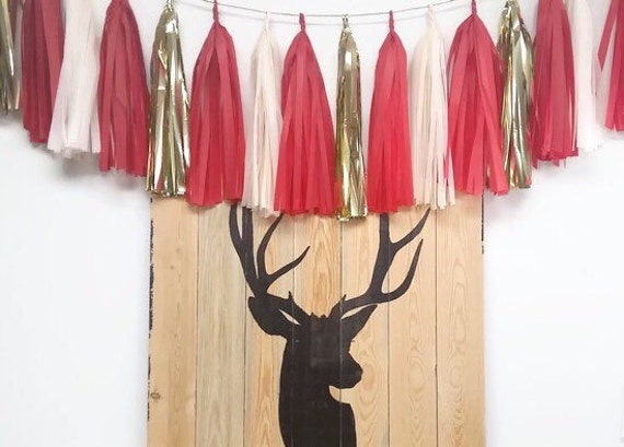 Christmas tassel garland,Christmas garland,holiday garland,Christmas party Garland,Christmas garland,red and white garland,Christmas Il_570xn