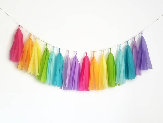 Rainbow tassel,rainbow tassel garland,rainbow Garland, bright rainbow Garland,rainbow birthday,rainbow party,rainbow decorations,unicorn Il_570xn