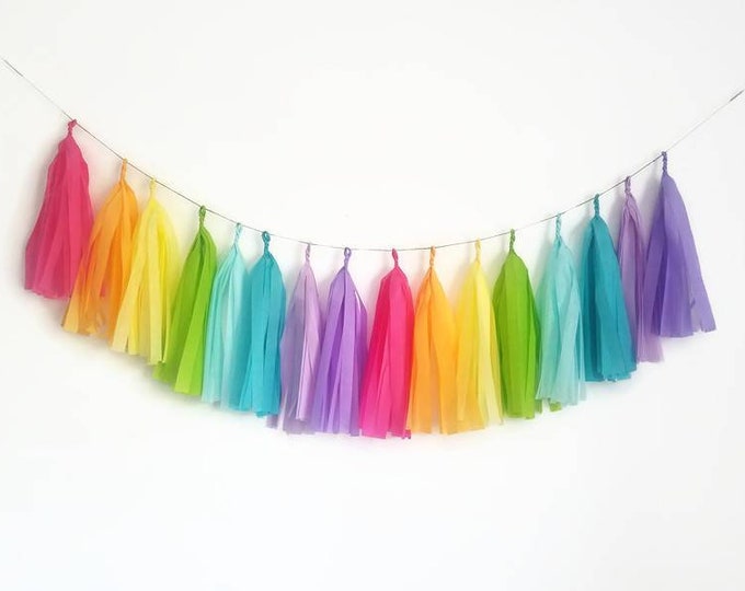 Rainbow tassel,rainbow tassel garland,rainbow Garland, bright rainbow  Garland,rainbow birthday,rainbow party,rainbow decorations,unicorn