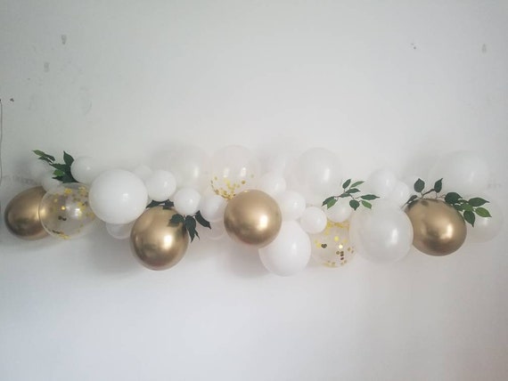 White and gold Balloon Garland,DIY balloon Garland kit,white balloon Garland,Complete balloon Garland kit.Confetti balloon Garland,wedding Il_570xn