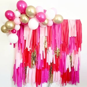 Valentines day backdrop,Fringe Backdrop,Plastic tablecloth backdrop,bachelorette party decoration,Pink fringe backdrop,Valentines day decor