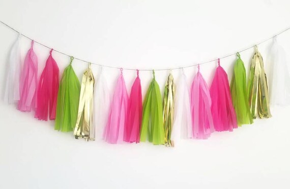 pink tissue paper garland
