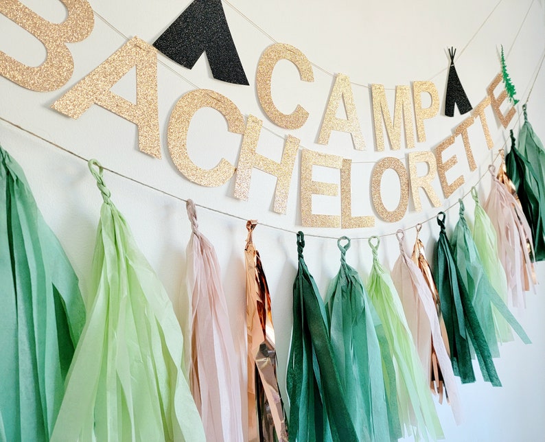 Camp Bachelorette,Camp Bach,Camp Bachelorette decor,camping Bachelorette,camp bach banner,bachelorette party ideas,bachelorette party decor image 2