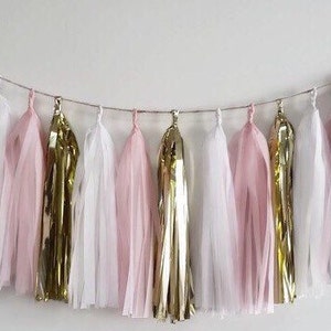 Blush tassel garland,Gold blush tassel garland,pink fringe,light pink tassel,wedding garland,baby shower garland, nursery garland,pink,blush