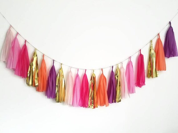 Tassel Garland,Pink tassel garland,tissue paper Garland, custom tassel garland,baby shower ideas,wedding,birthday, custom color Garland Il_570xn