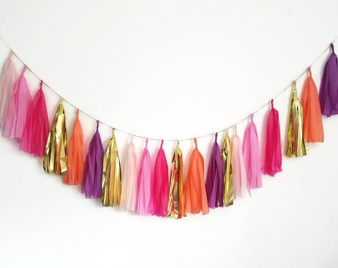 Tassel Garland,Pink tassel garland,tissue paper Garland, custom tassel garland,baby shower ideas,wedding,birthday, custom color Garland