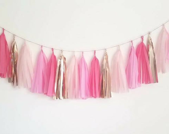 Pink tassel garland,Blush tassel garland,Valentines day,Valentines garlandTassel Garland,Wedding garland,Rose gold garland,Baby shower,Pink