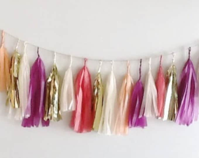 Tassel Garland,tissue paper garland,tassel,fringe,pink garland,purple garland,bridal shower,birthday party,girls birthday,custom garland