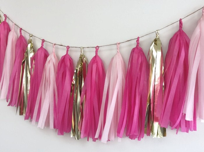 Pink Tassel Garland,gold and Pink Tassel Garland,baby Shower  Garland,wedding Garland, Birthday Garland,girl Birthday,garland,tissue  Paper 