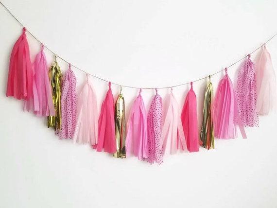 Pink Tassel Garland,tassel Garland,pink Birthday Decorations,girls Birthday  Decoration,pink Garland,pink, Polka Dots,polka Dot Garland, 