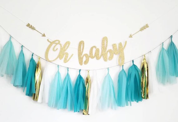Oh baby banner,oh baby decorations,baby boy garland,baby shower garland,baby shower decorations,tassel garland,custom banner,baby shower Il_570xn