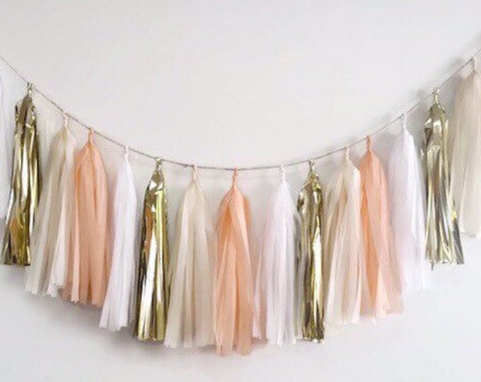 Peach tassel garland,gold tassel garland,champagne fringe,nude tassel,wedding garland,Bridal shower garland, nursery garland