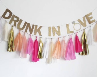 Drunk in love banner,engagment garland, Bachelorette tassel garland,Bachelorette party,Bachelorette decor,last fling before the ring,garland