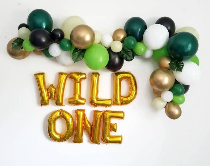 Green balloon garland,wild one balloon garland,diy balloon Garland,wild one party,jungle party,tropical party,1st birthday decorations