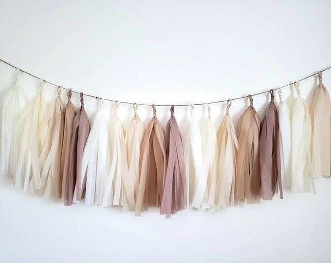 Tissue paper tassel Garland,  Tassel garland,boho tassel garland,nude tassel Garland, bridal shower,baby shower,boho decorations,bachelorett