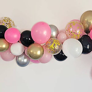 Balloon garland,D.I.Y Balloon Garland,Bachelorette balloon garland,Bachelorette backdrop,pink and black balloon garland,bach and boujee