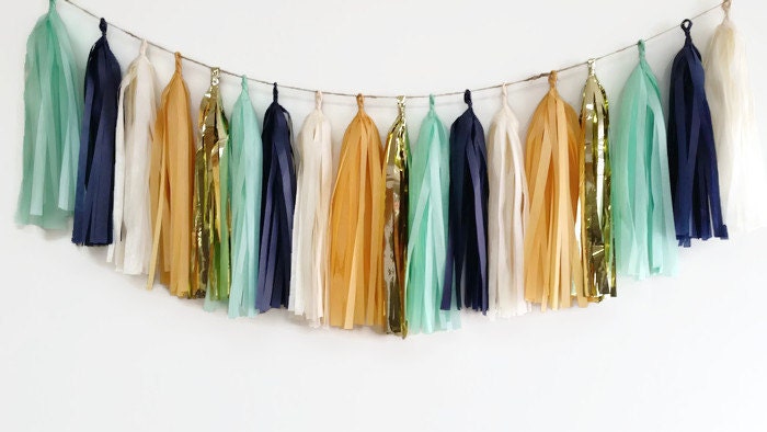 teal tassel garland