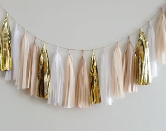 Champagne tassel garland,gold tassel garland,champagne fringe,nude tassel,wedding garland,Bachelorette garland, nursery garland,nude,gold