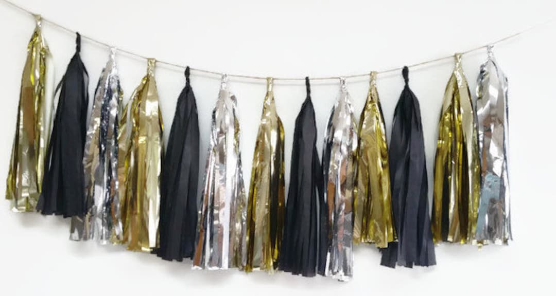 Black and Gold Tassel Garlandblack and Silver Tassel Etsy