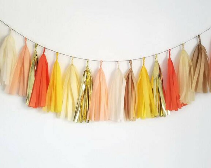 Tassel Garland,tissue paper tassel Garland,Thanksgiving Garland,fall Garland,friends giving Garland,pumpkin spice Garland,Thanksgiving, fall