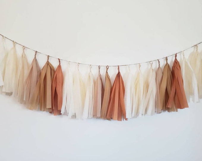 Tissue paper tassel Garland,  Tassel garland,boho tassel garland,nude tassel Garland, bridal shower,baby shower,boho decorations,bachelorett