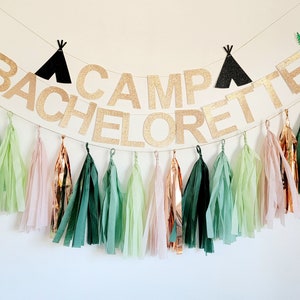 Camp Bachelorette,Camp Bach,Camp Bachelorette decor,camping Bachelorette,camp bach banner,bachelorette party ideas,bachelorette party decor image 1
