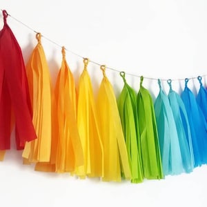 Rainbow tassel,rainbow tassel garland,rainbow Garland,rainbow tissue paper Garland,rainbow birthday,rainbow party,rainbow decorations