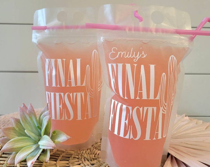 Final Fiesta Adult Drink Pouches,Adult drink pouch,Booze bags,Final Fiesta, Bachelorette Party favors,bridal party gifts,custom drink pouch