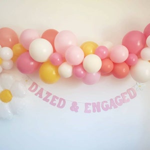 Dazed and engaged,retro bachelorette,bachelorette decor, bachelorette party,70's bachelorette,groovy,retro balloon garland,daisy balloons