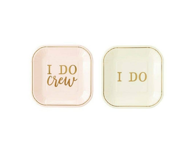 I do crew paper plates,Pink & Gold I do Dessert plates,Bachelorette Party decor,Bridal shower decor,bachelorette plates,I Do crew,Last fling