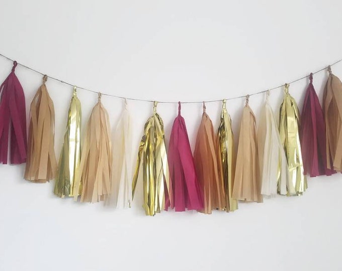 Tassel Garland,tissue paper tassel Garland,Thanksgiving Garland,fall Garland,friends giving Garland,harvest garland,fall wedding,rose gold