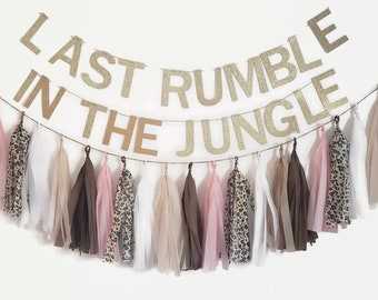 Bachelorette banner,Bachelorette  Garland,Tissue paper Garland,last rumble in the jungle,leopard bachelorette,bachelorette party decor