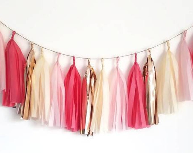 Tassel Garland,Blush tassel garland,Rose gold garland Tissue paper garland,Valentine garland,Valentine banner,Valentine decoration,Pink