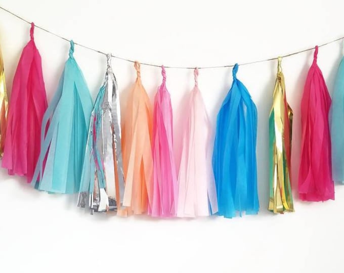 Tassel Garland,Pink tassel garland,tissue paper Garland, custom tassel garland,baby shower ideas,wedding,birthday, custom color Garland