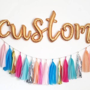 Custom script balloon banner,custom script balloons,letter balloons,tissue paper Garland,wedding,bridal, baby shower,custom