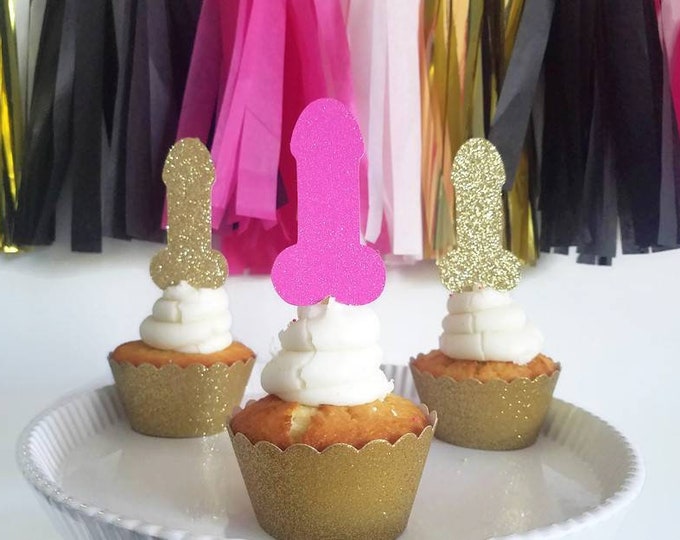 Penis shaped cupcake toppers, penis cupcake picks,penis cupcake toppers,penis decorations,penis bachelorette decorations,same penis forever