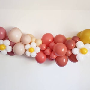 Flower Power,Flower Power Ballon Girlande,Retro Ballon Girlande,Gänseblümchen BallonGirlande,2 groovy,Boho Regenbogen Retro Junggesellinnen, Retro 1. Geburtstag