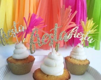 Fiesta cupcake topper,fiesta cupcake pick,fiesta decorations,final fiesta decorations,final fiesta bachelorette,fiesta birthday,taco party