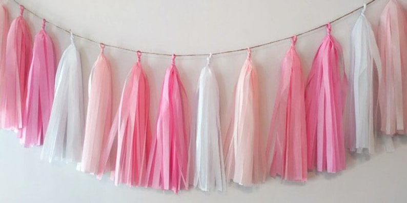 Pink tassel garland,Blush tassel garland,Pink fringe,Baby shower garland,Birthday garland,nursery garland,Baby girl,Girl party,Pink Party