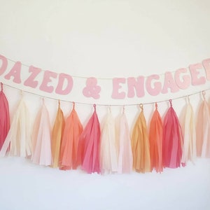 Dazed and engaged,groovy bachelorette,Bachelorette tassel garland,Bachelorette party,Bachelorette decor,hippie bachelorette,70's tassel