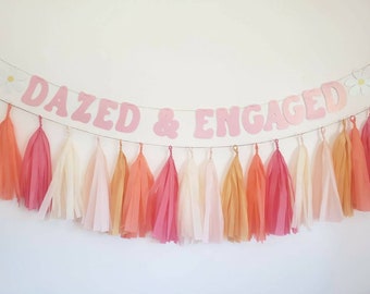 Dazed and engaged,groovy bachelorette,Bachelorette tassel garland,Bachelorette party,Bachelorette decor,hippie bachelorette,70's tassel