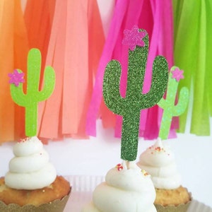 Cactus cupcake topper,Cactus Party decor,fiesta birthday decorations,Mexico party decorations,Fiesta bachelorette  party decorations